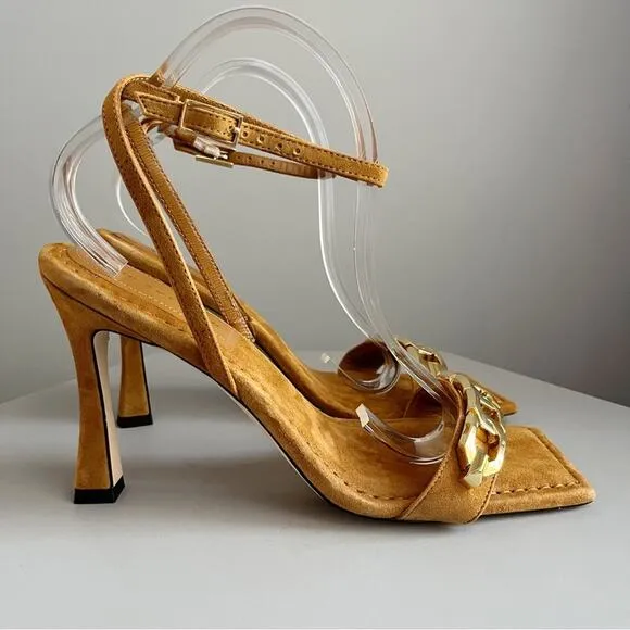 Good American Single Strap Chain Square Toe Sandals