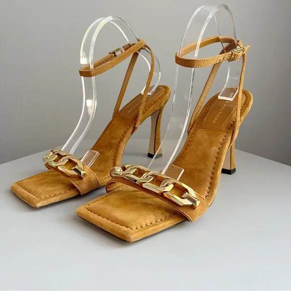 Good American Single Strap Chain Square Toe Sandals