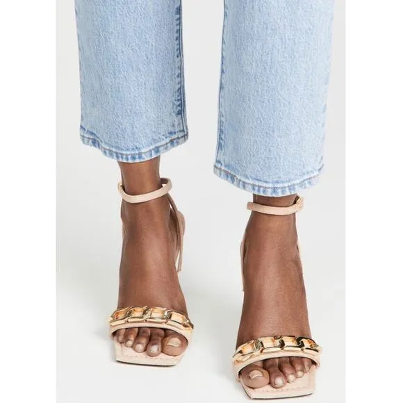 Good American Single Strap Chain Square Toe Sandals