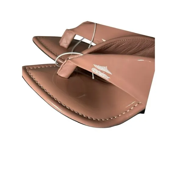 GOOD AMERICAN Women's Dusty Patent Lucite Wedge Size 4 Thong Sandals- Read