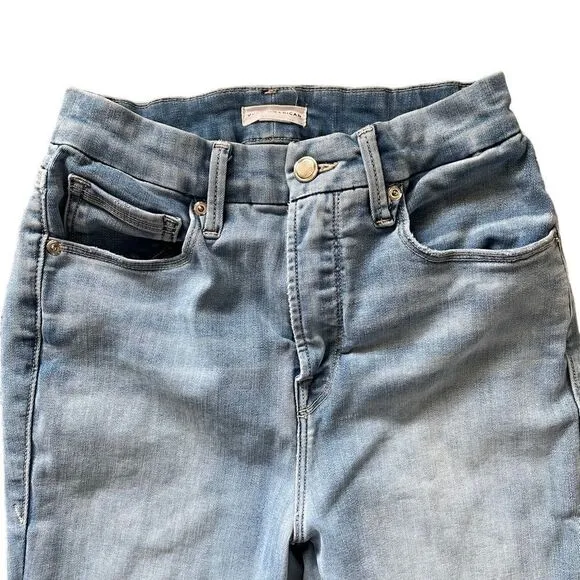 GOOD AMERICAN Good Waist Crop Raw Edge Jeans Size 6 / 28