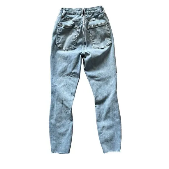 GOOD AMERICAN Good Waist Crop Raw Edge Jeans Size 6 / 28