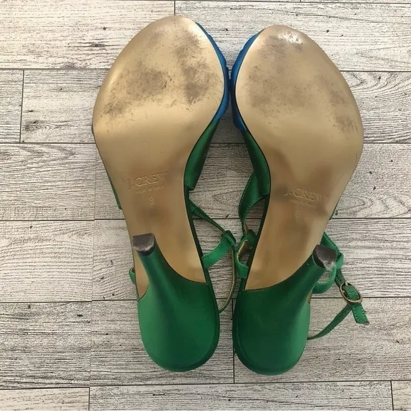 Gorgeous Satin Luxe J. Crew Strappy Heels Italian Made Size 8