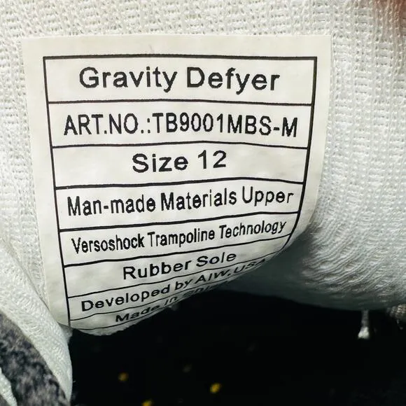 Gravity Defyer Men's G-Defy Nexta Black Mesh Athletic Shoes TB9001MBS-M Size 12
