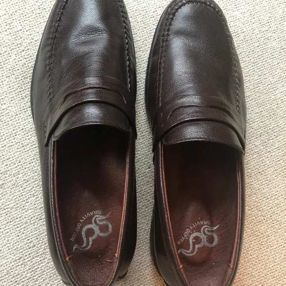 Gravity Defyer Men’s Leather Penny Loafer Brown VersoShock Comfort Shoes Sz 8 M