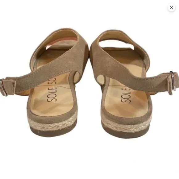 Gray Sole Society Leather Suede Open-Toe Slingback Sandals (NWOT)