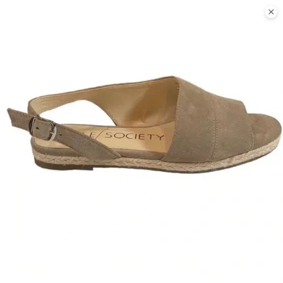 Gray Sole Society Leather Suede Open-Toe Slingback Sandals (NWOT)