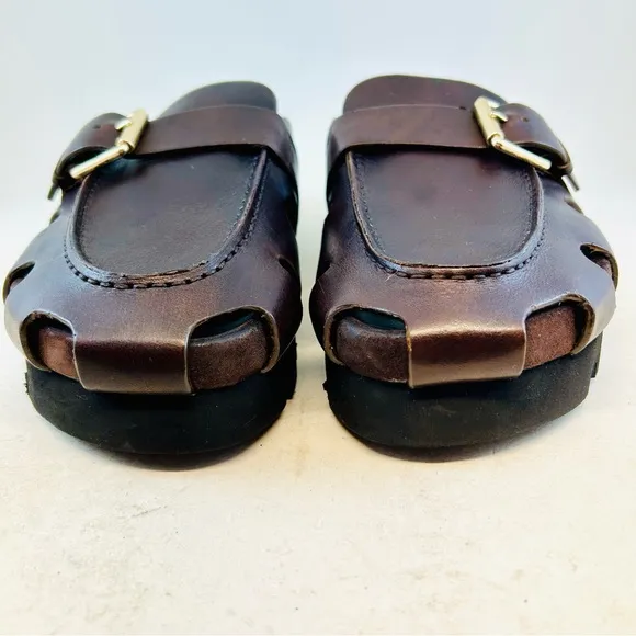 Grenson Brown Dotty Buckle Fisherman Sandals Clogs, size UK 3 EU 36 US 6