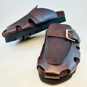Grenson Brown Dotty Buckle Fisherman Sandals Clogs, size UK 3 EU 36 US 6