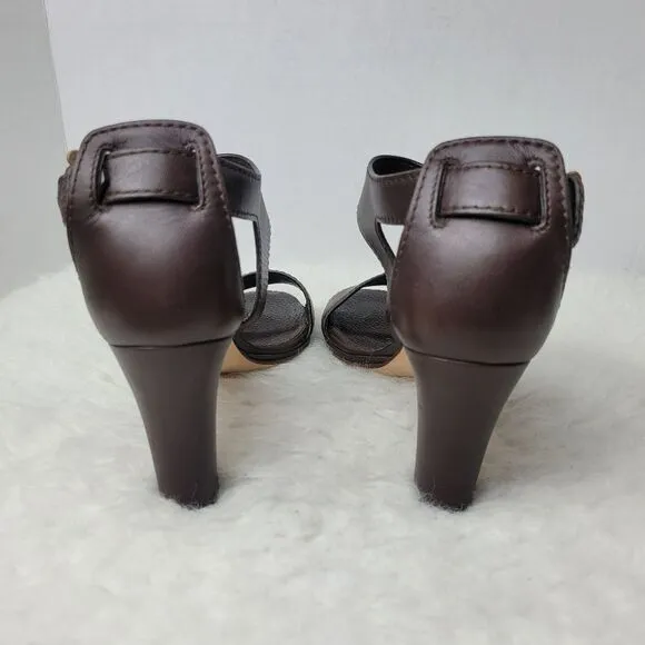 Gucci Lifford Womens Heel Sandals Size 9 Open Toe Bamboo Buckle 338713