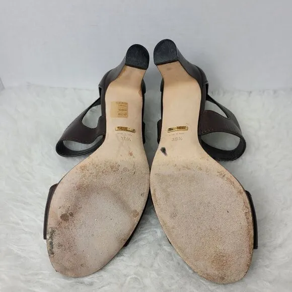 Gucci Lifford Womens Heel Sandals Size 9 Open Toe Bamboo Buckle 338713