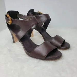 Gucci Lifford Womens Heel Sandals Size 9 Open Toe Bamboo Buckle 338713