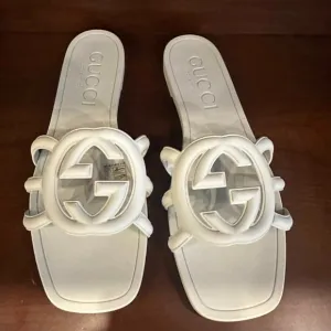 Gucci White Sandals with Iconic GG Logo