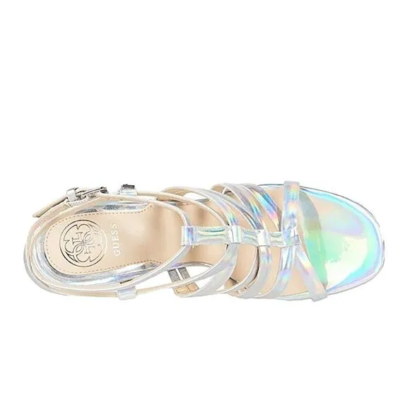 Guess Eleri Strappy Metallic Finish Heeled Sandals