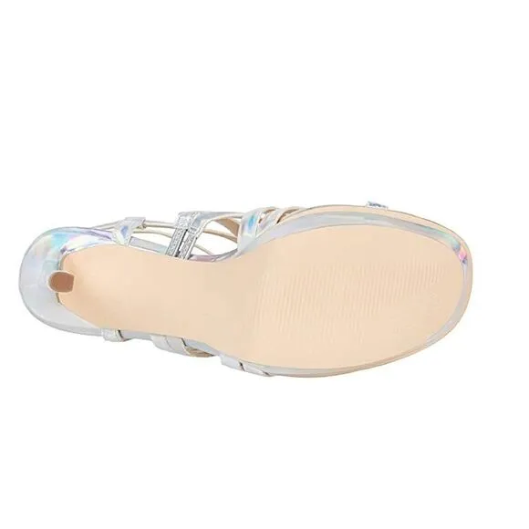 Guess Eleri Strappy Metallic Finish Heeled Sandals