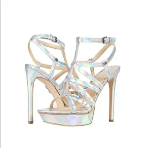 Guess Eleri Strappy Metallic Finish Heeled Sandals