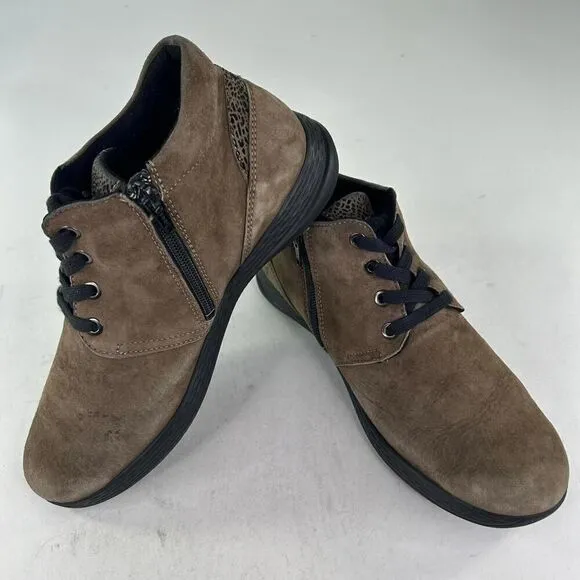 Hallux Fidelio Hayley Women’s Side Zip Booties US 8.5 Tan Leather Lace-Up Shoes