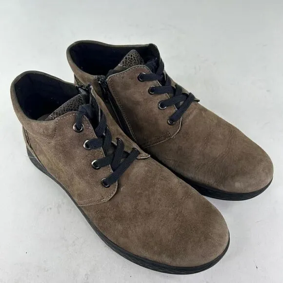 Hallux Fidelio Hayley Women’s Side Zip Booties US 8.5 Tan Leather Lace-Up Shoes