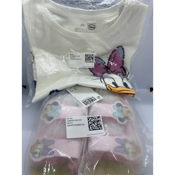 H&amp;M Disney Sandals (sz2.5) &amp; Shirt (sz 6x/7) Bundle - Big Kids