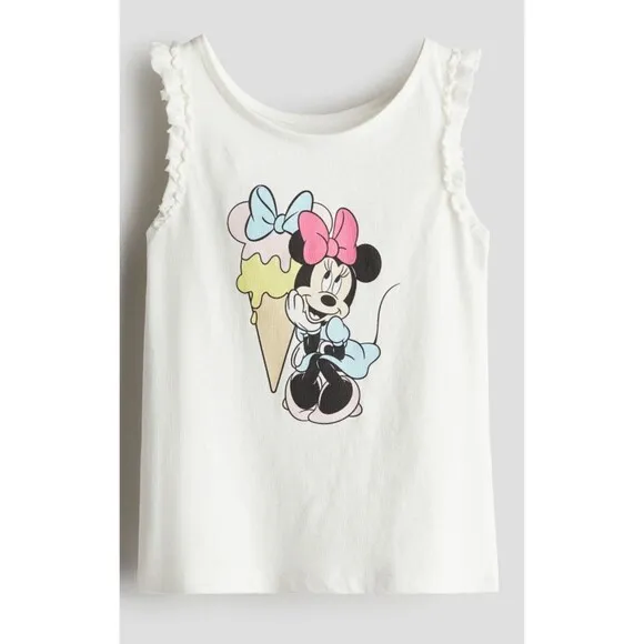 H&amp;M Minnie Mouse &amp; Friends Sandals(Size 1) &amp; Ruffled Top (5T/6) - Bundle