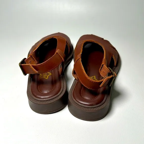 Handmade Wide Toe Leather Sandals - sz 38