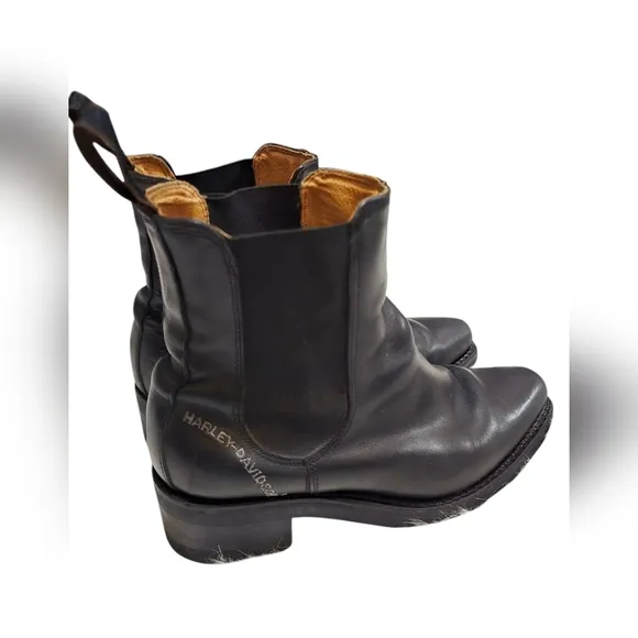 Harley Davidson Boots Women Leather Chelsea Ankle Block Heel Bike Moto Cruise 9