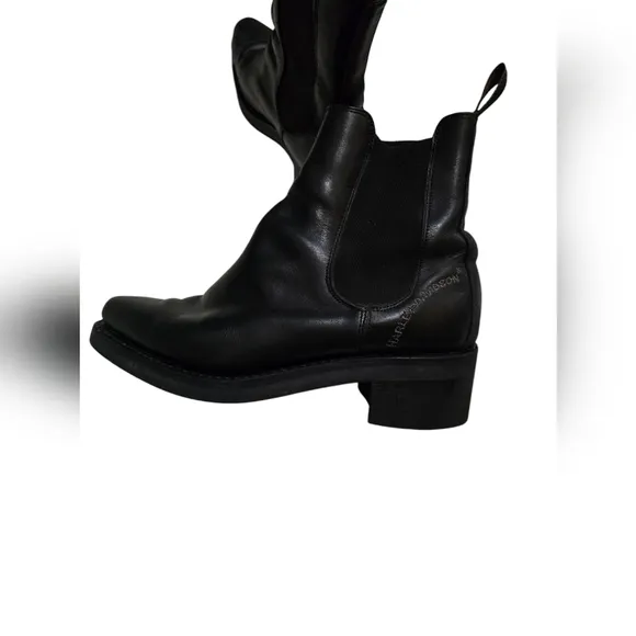 Harley Davidson Boots Women Leather Chelsea Ankle Block Heel Bike Moto Cruise 9