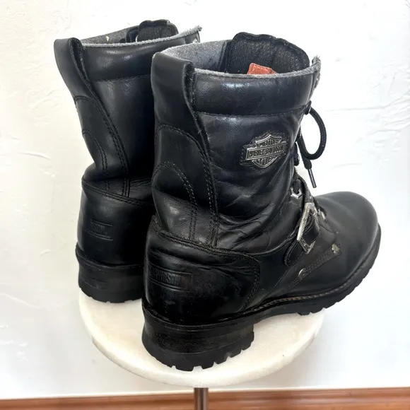 HARLEY-DAVIDSON Men's Waterproof Leather Riding Motorcycle Boots Buckle‎ Black
