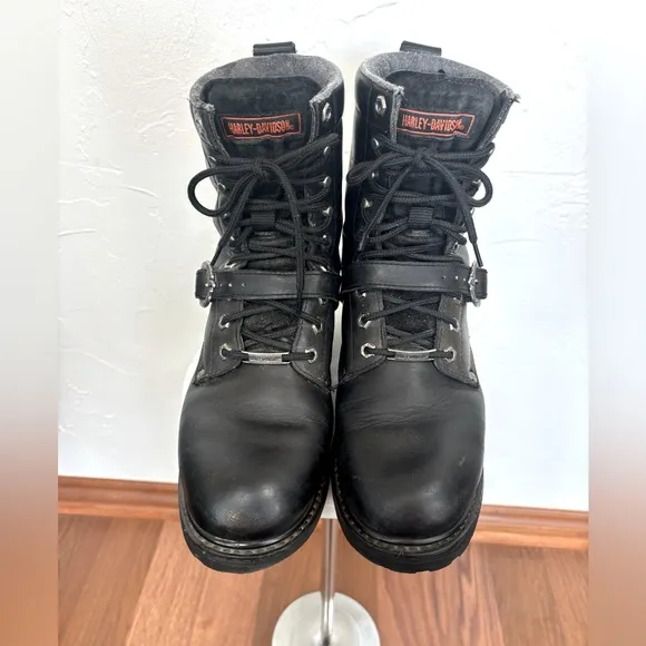 HARLEY-DAVIDSON Men's Waterproof Leather Riding Motorcycle Boots Buckle‎ Black