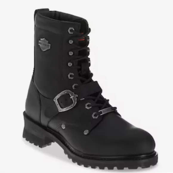 HARLEY-DAVIDSON Men's Waterproof Leather Riding Motorcycle Boots Buckle‎ Black