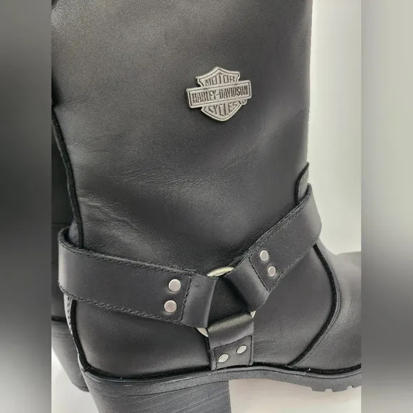 Harley-Davidson Womens Black Howell Harness Biker Boots Waterproof, sz 9.5