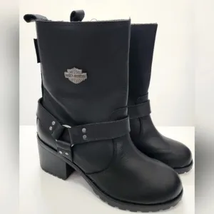 Harley-Davidson Womens Black Howell Harness Biker Boots Waterproof, sz 9.5
