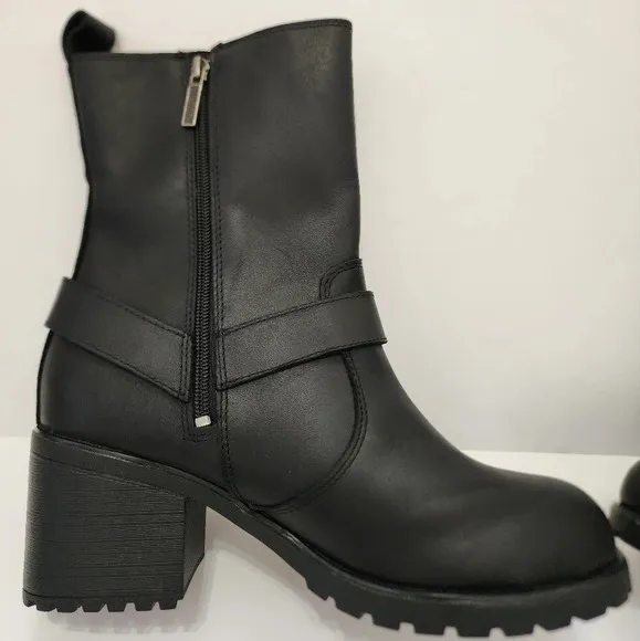 Harley-Davidson Womens Black Howell Harness Biker Boots Waterproof, sz 9.5