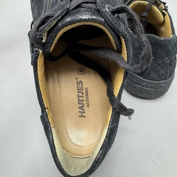 Hartjes Phil Black Side Zip Comfort Shoes Sneakers Women’s Size 6 Suede