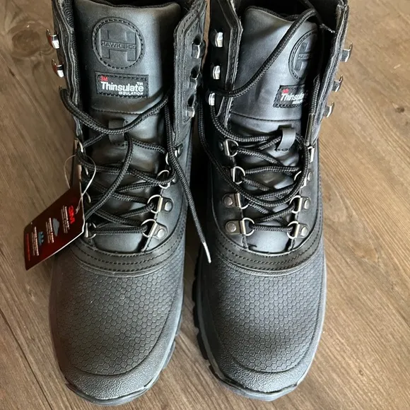 Hawke &amp; Co Black Gray Boots with Sturdy Sole and Padded Collar