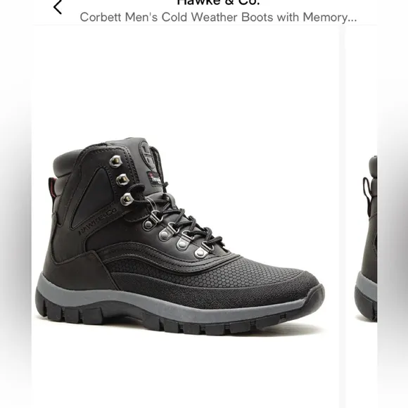 Hawke &amp; Co Black Gray Boots with Sturdy Sole and Padded Collar