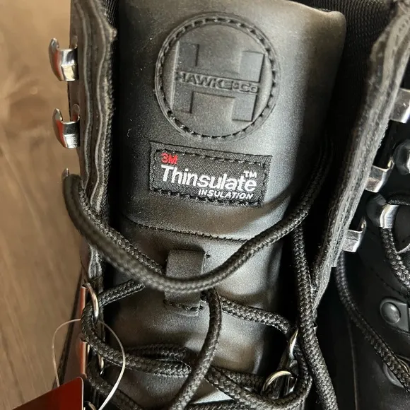 Hawke &amp; Co Black Gray Boots with Sturdy Sole and Padded Collar