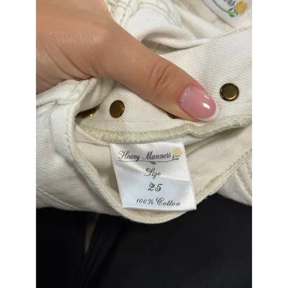 Heavy Manners Cotton High Waisted Straight Leg Denim Jeans White Women's Size 25
