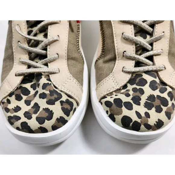 Hey Dude Karina Beige Leopard Sneakers Shoes Womens US 7 EU 38 Casual Comfort
