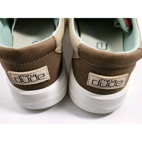 Hey Dude Karina Beige Leopard Sneakers Shoes Womens US 7 EU 38 Casual Comfort