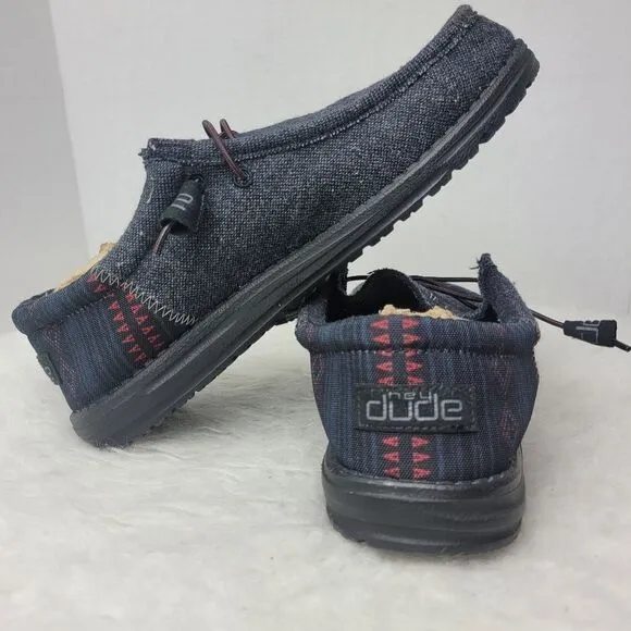Hey Dude Men's Wally Funk Wool Black Aztec  Men’s Shoes Size 9 US 42 EUR