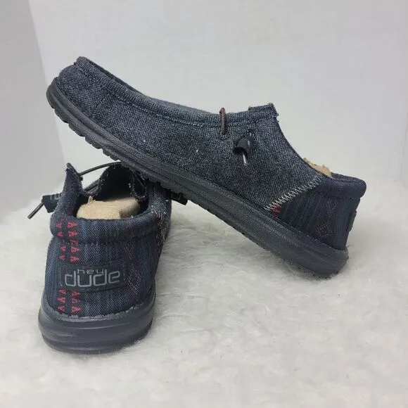Hey Dude Men's Wally Funk Wool Black Aztec  Men’s Shoes Size 9 US 42 EUR