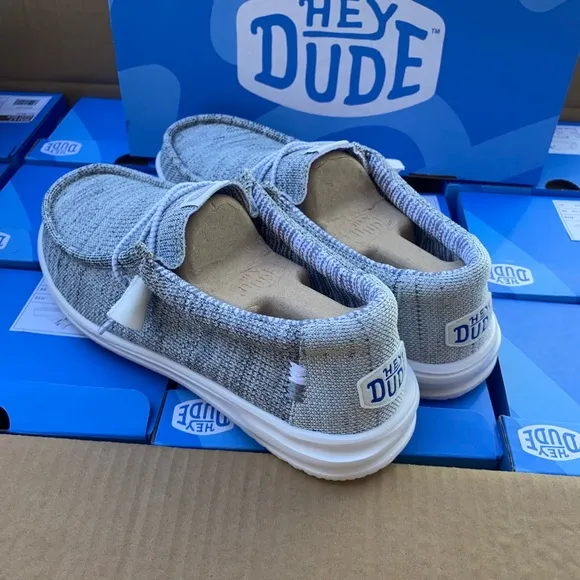 Hey Dude Men’s Wally H2O Mix Shoes Sox Metal Grey Loafers Comfort Airflow New