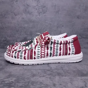 HEY DUDE Wally Merry Fishmas Sweater Slip On Loafer Shoes Mens Size 9 Red Green