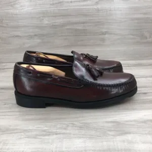 Hitchcock Loafers Men's 8 EEE Burgundy Leather Tassel Slip On Shoes