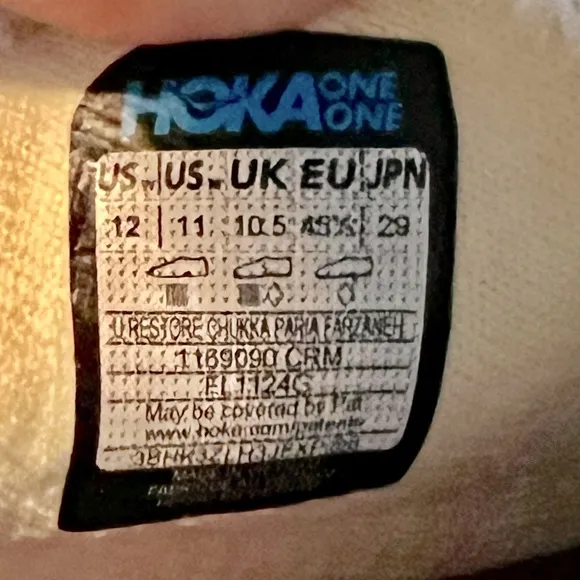 HOKA Mens 11 Women’s 12 Restore Chukka Paria Farzaneh CREAM NEW Worn Once