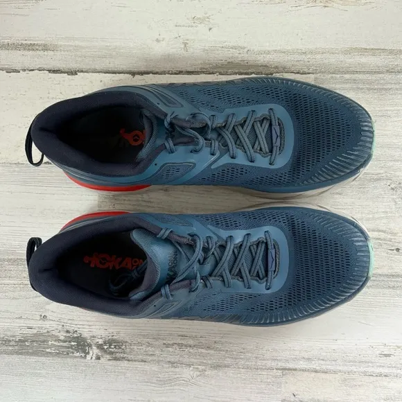 HOKA Men’s Bondi 7 Size 11.5 Running Shoes Lace Up Plush Collar Cushion Footbed