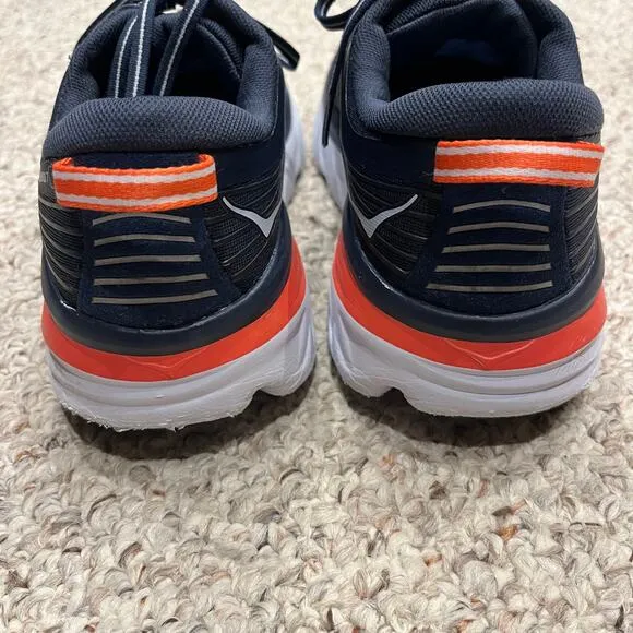 Hoka One One Bondi 7 Running Shoes Womens Sz 11 Navy Blue Orange Active Comfort