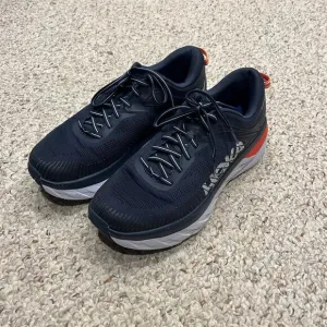 Hoka One One Bondi 7 Running Shoes Womens Sz 11 Navy Blue Orange Active Comfort