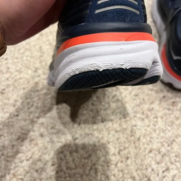 Hoka One One Bondi 7 Running Shoes Womens Sz 11 Navy Blue Orange Active Comfort